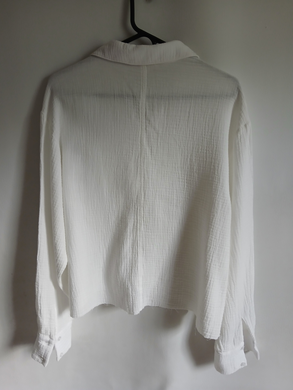 Altar'd State White Cotton Gauze Button-Up Oversized Blouse Frayed Hem - Picture 8 of 15
